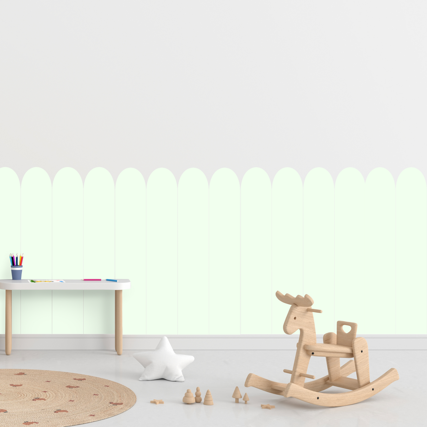Self-Adhesive Textile Wallpaper – Arch – Mint Shades