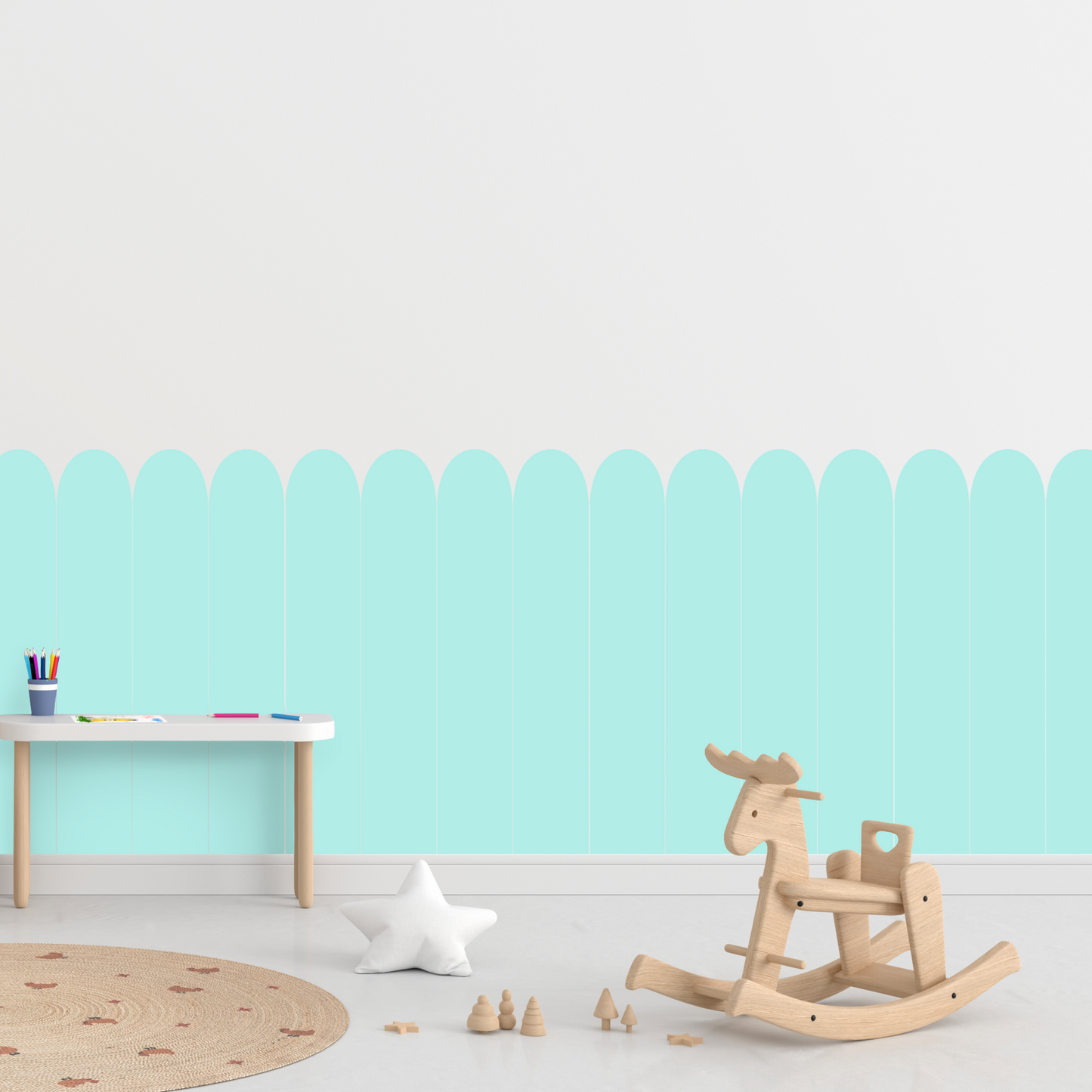 Self-Adhesive Textile Wallpaper – Arch – Turquoise Shades