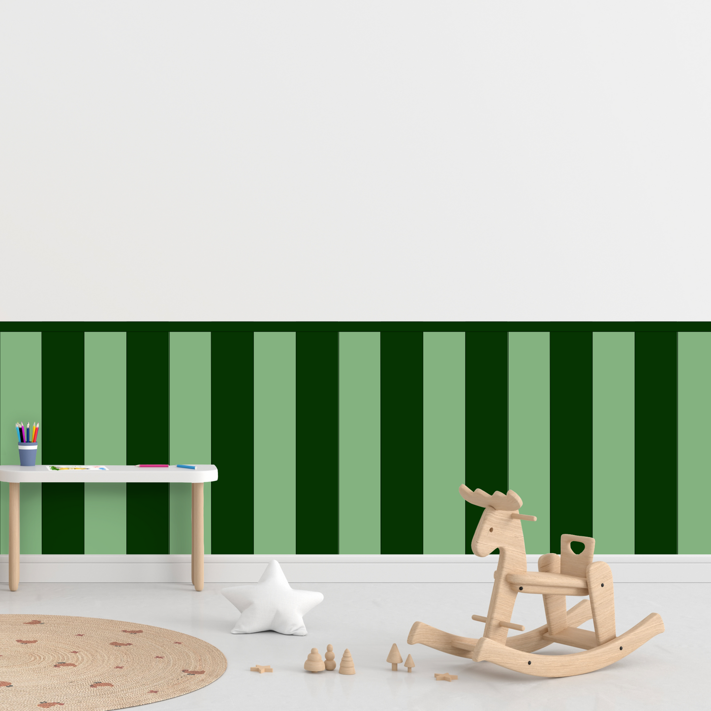 Self-Adhesive Textile Wallpaper – Rectangle – Bottle Green Shades