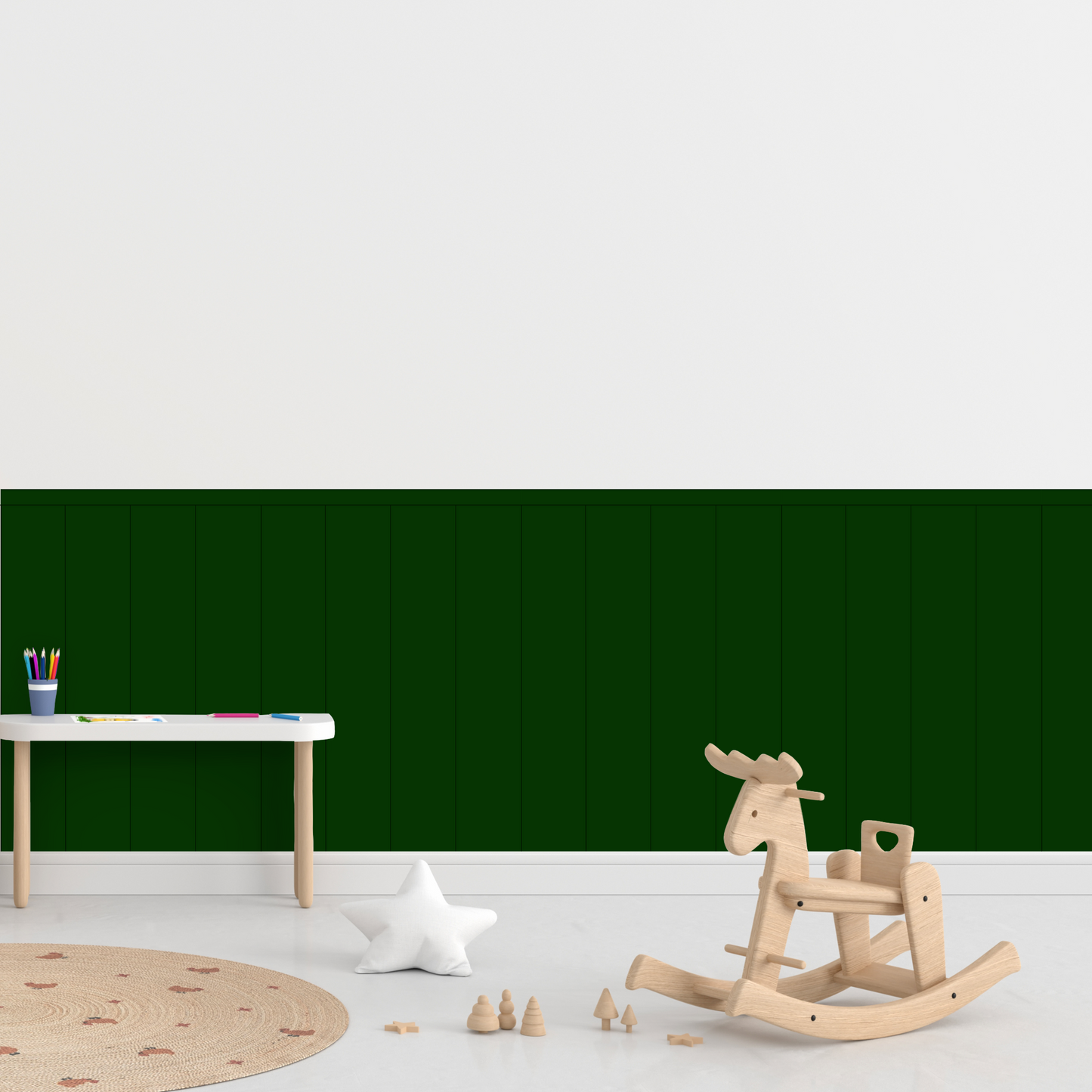 Self-Adhesive Textile Wallpaper – Rectangle – Bottle Green Shades