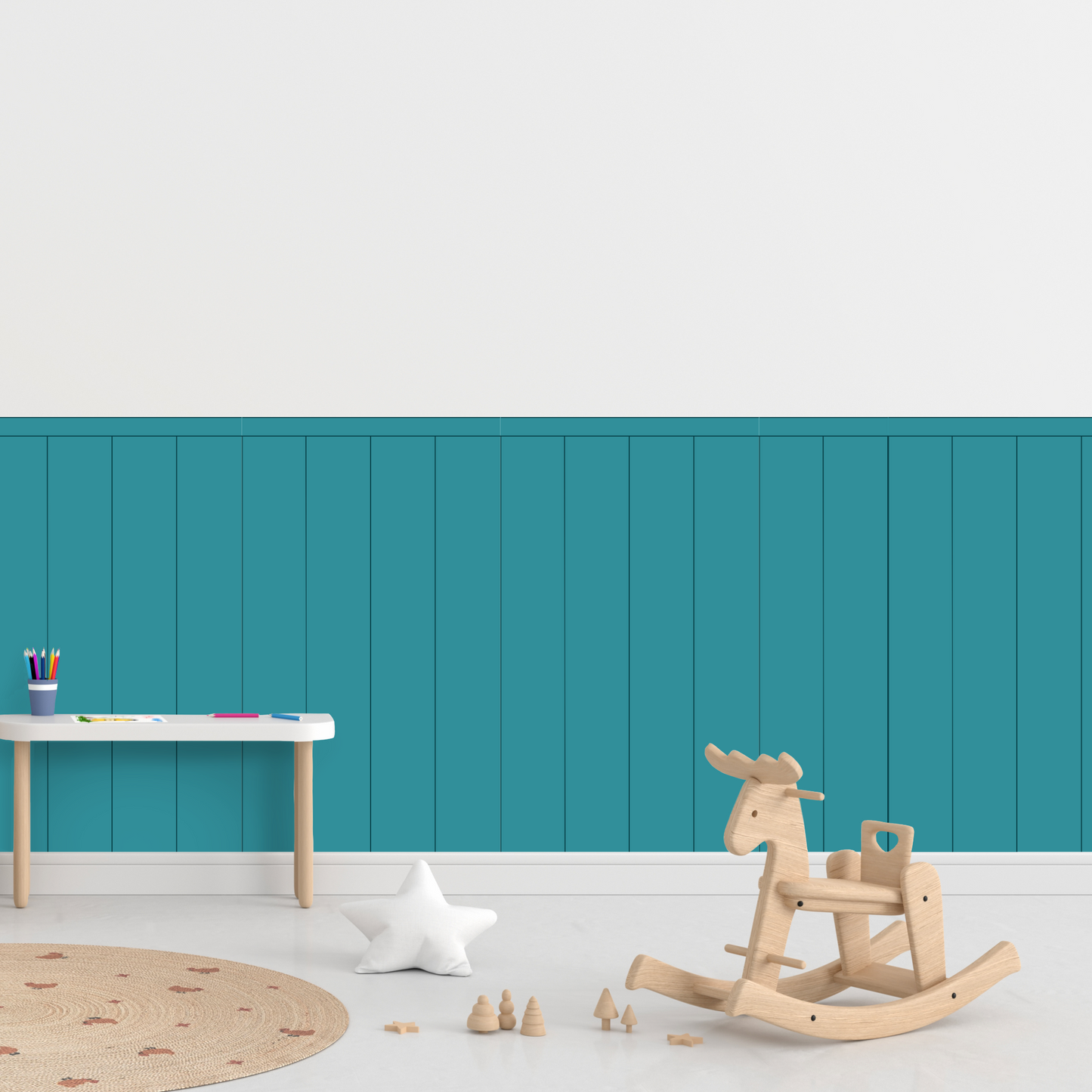 Self-Adhesive Textile Wallpaper – Rectangle – Green-blue Shades