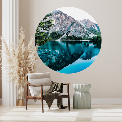 Round Wall Sticker – “Mountain Reflection"