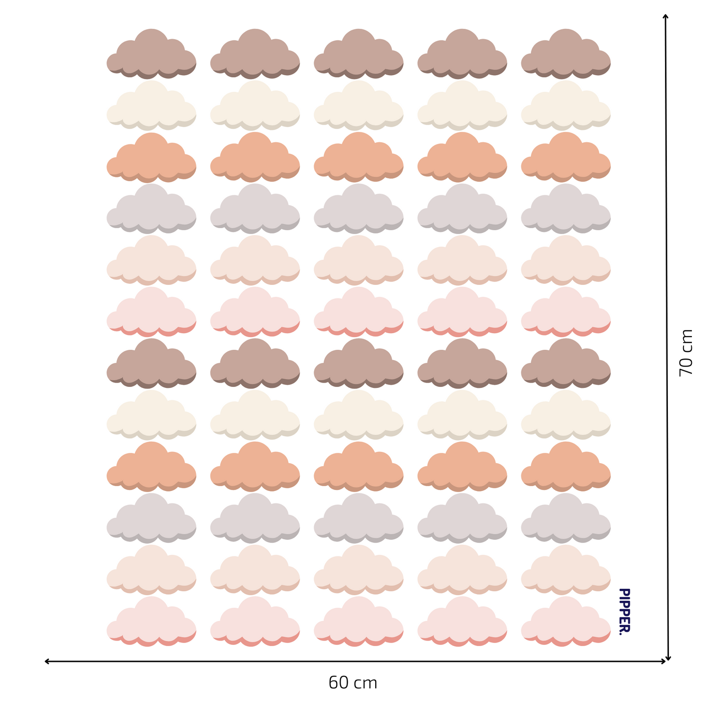 Textile Wall Sticker “Clouds” Brown colors