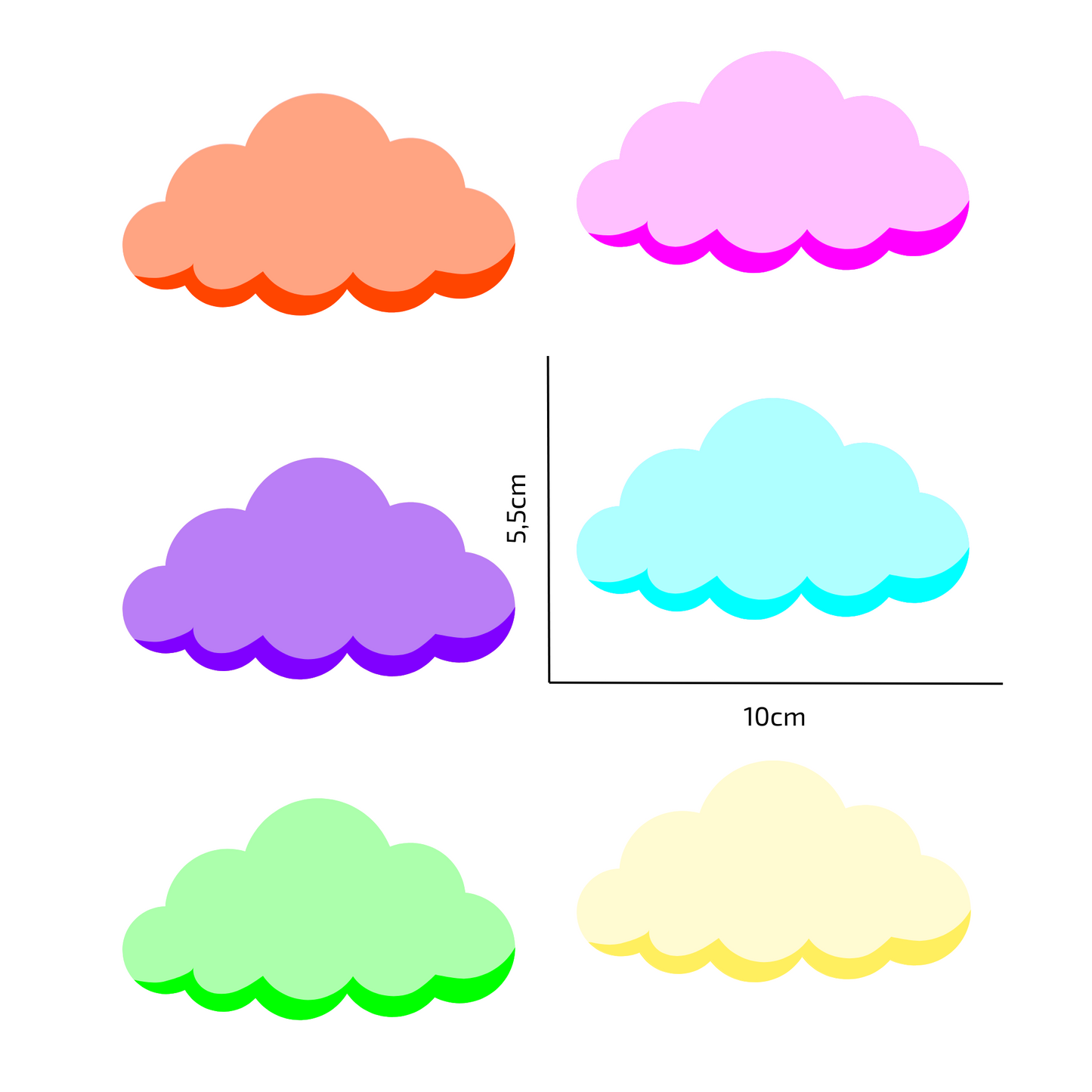 Textile Wall Sticker “Clouds” Dark neon colors