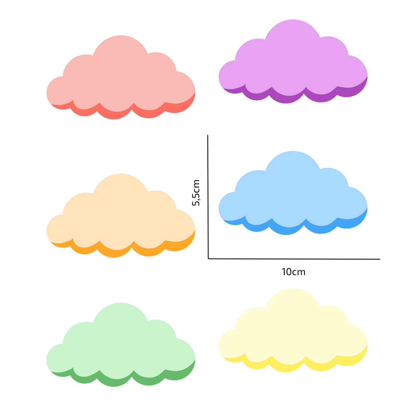 Textile Wall Sticker “Clouds” Dark pastel colors