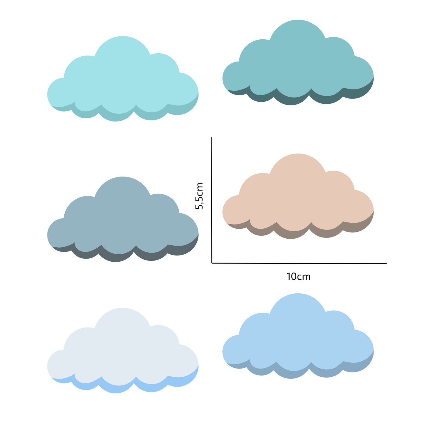 Textile Wall Sticker “Clouds” Dark turquoise colors