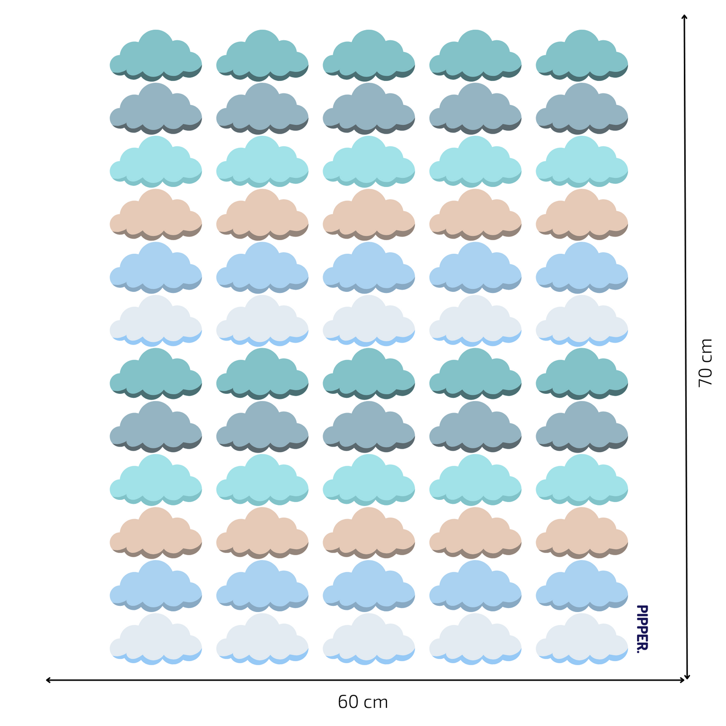 Textile Wall Sticker “Clouds” Dark turquoise colors