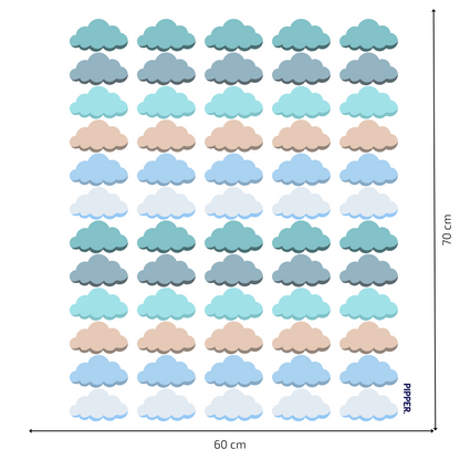 Textile Wall Sticker “Clouds” Dark turquoise colors