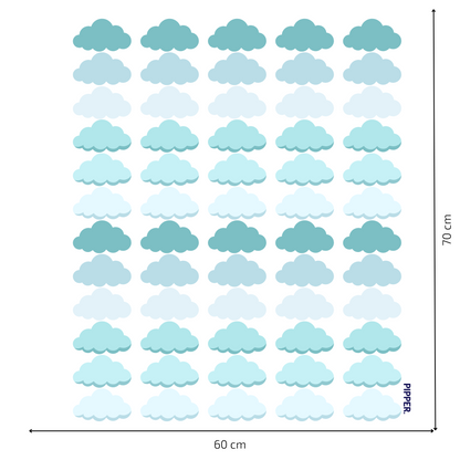 Textile Wall Sticker “Clouds” Soft turquoise colors