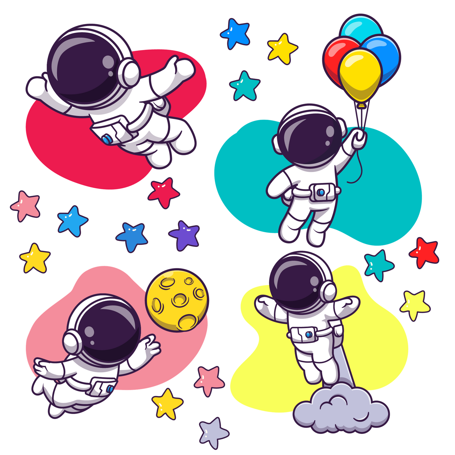 Textile Wall Sticker “Colorful Astronauts”