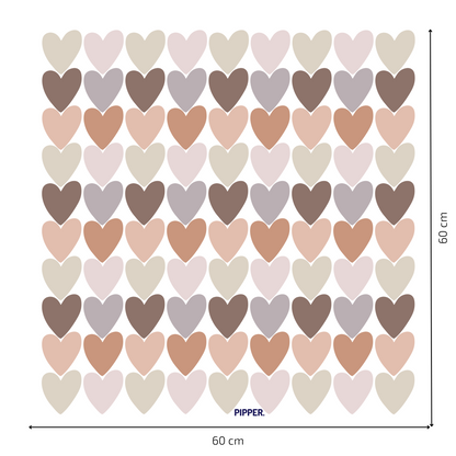 Textile Wall Sticker “Hearts” Brown colors