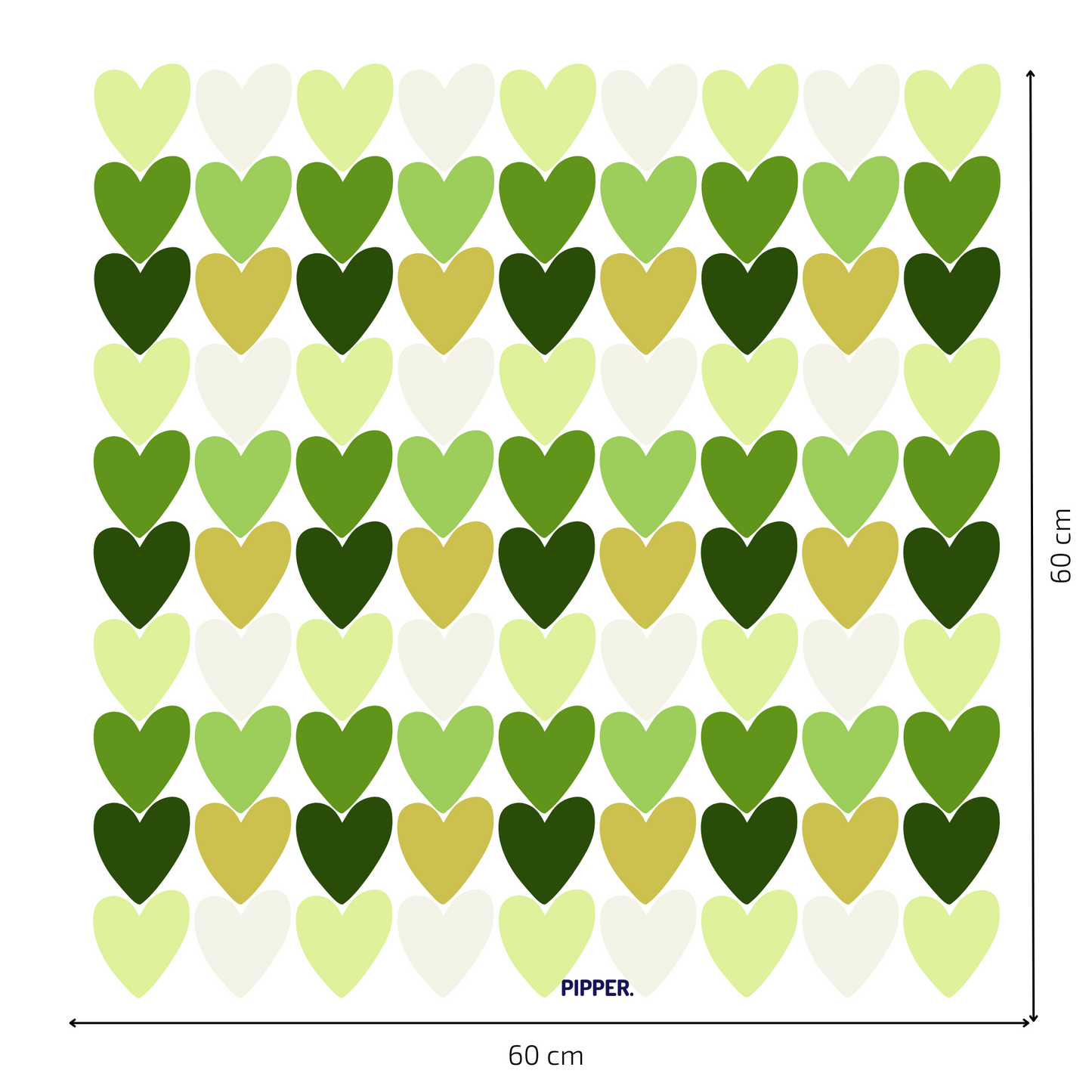 Textile Wall Sticker “Hearts” Dark green colors