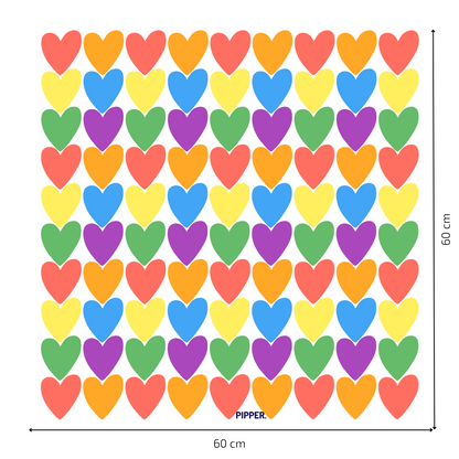 Textile Wall Sticker “Hearts” Dark pastels colors