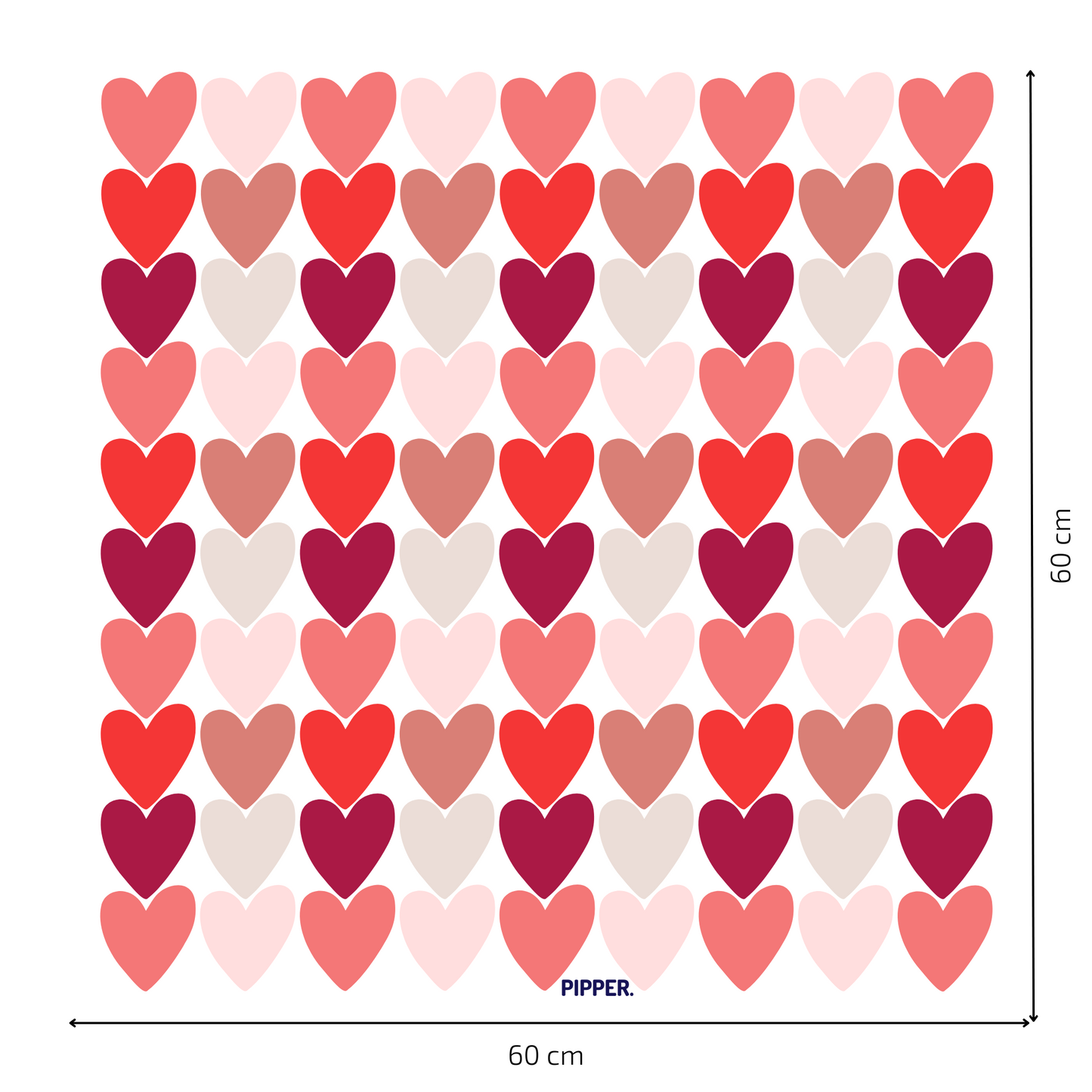 Textile Wall Sticker “Hearts” Dark red colors