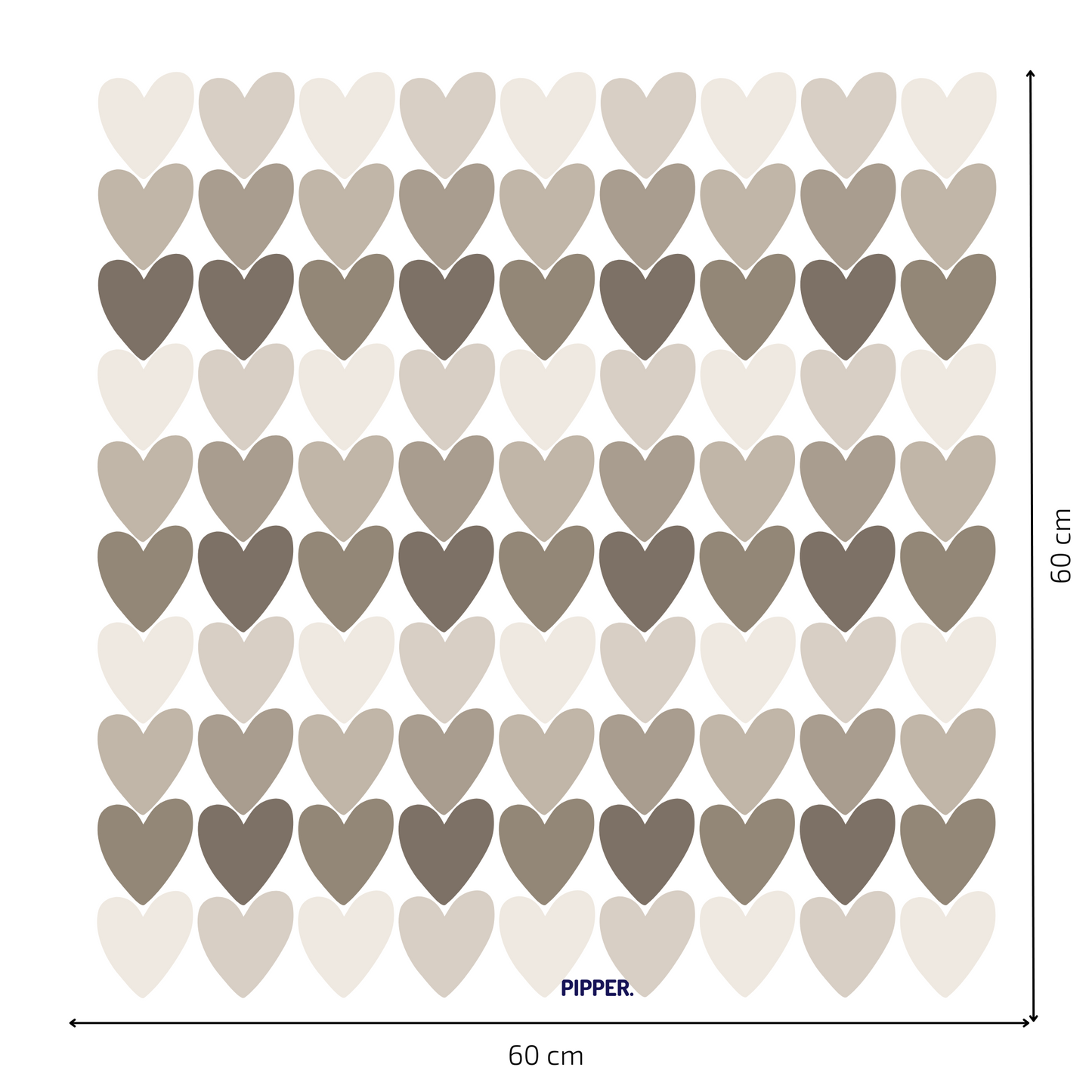 Textile Wall Sticker “Hearts” Earthy brown colors