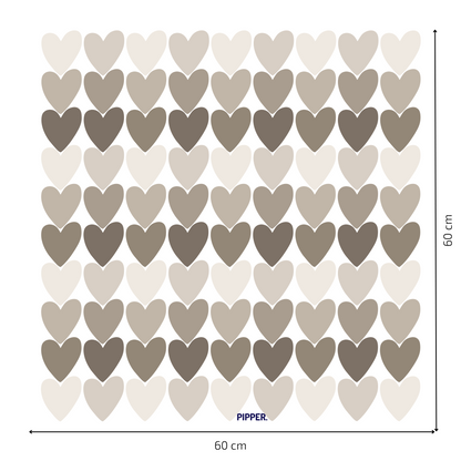 Textile Wall Sticker “Hearts” Earthy brown colors