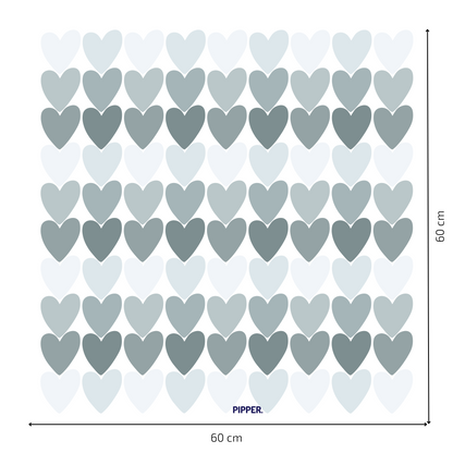 Textile Wall Sticker “Hearts” Nordic blue-gray colors