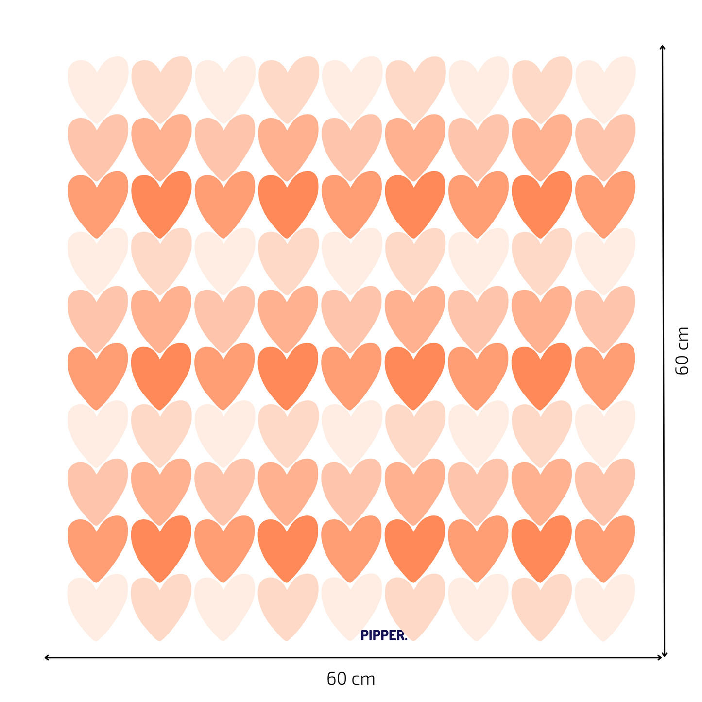 Textile Wall Sticker “Hearts” Orange colors