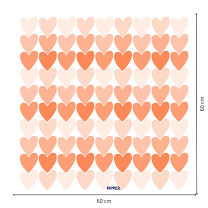 Textile Wall Sticker “Hearts” Orange colors