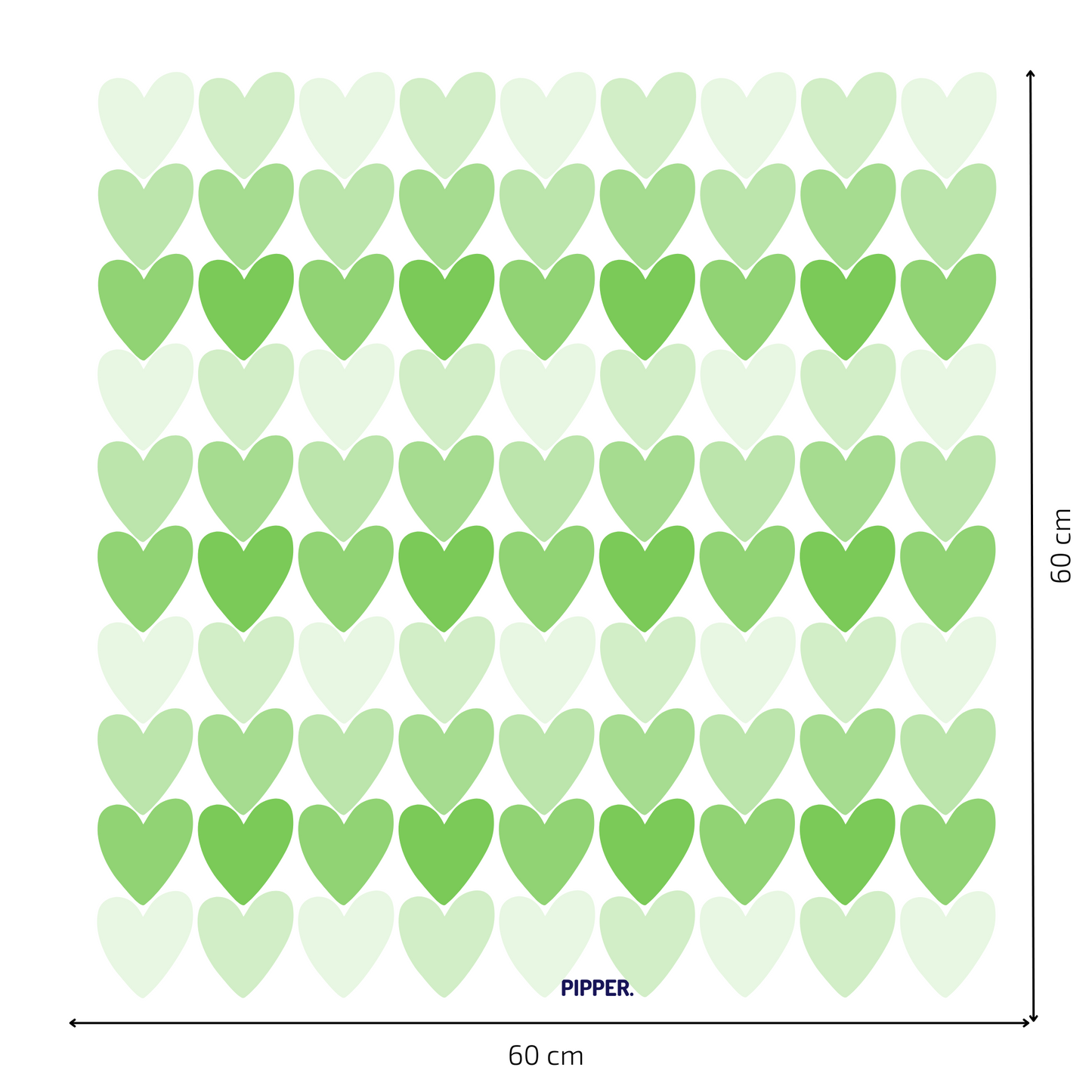 Textile Wall Sticker “Hearts” Soft green colors