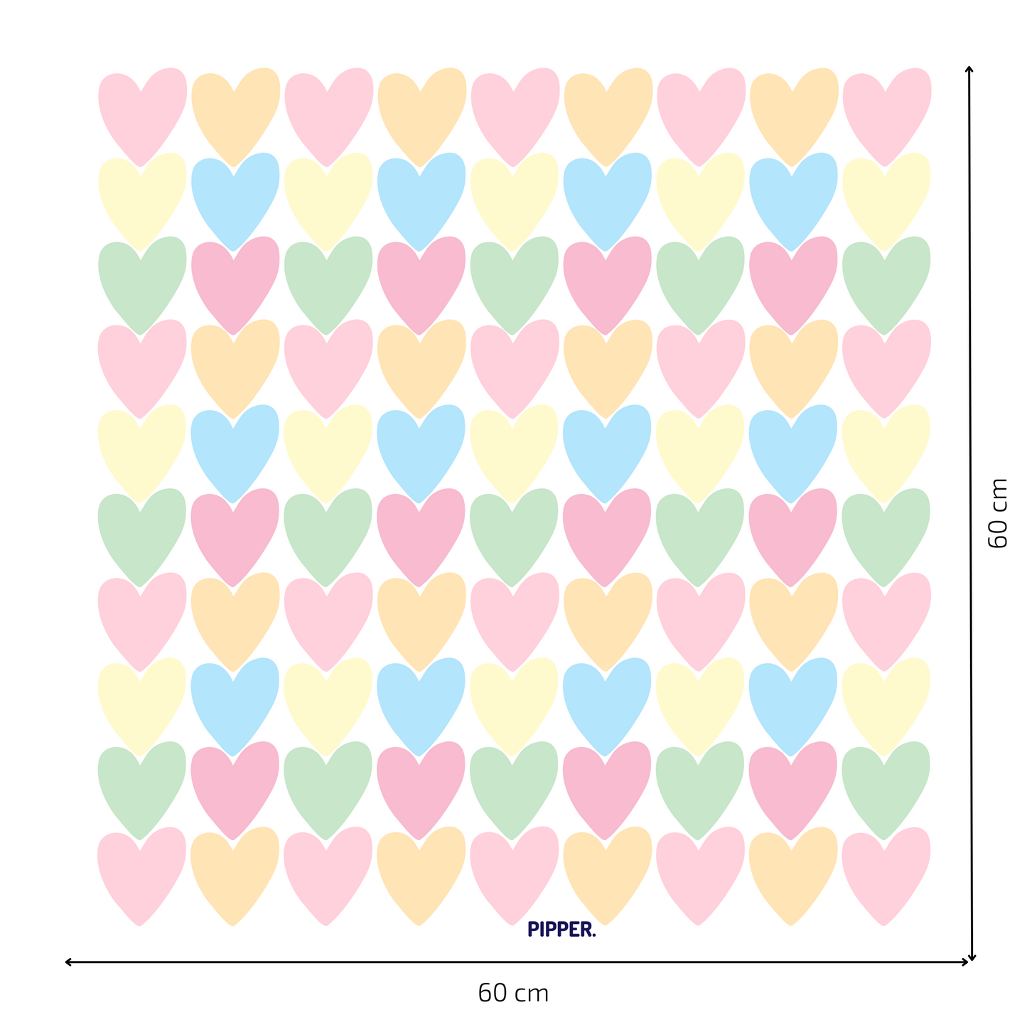 Textile Wall Sticker “Hearts” Soft pastel colors 2