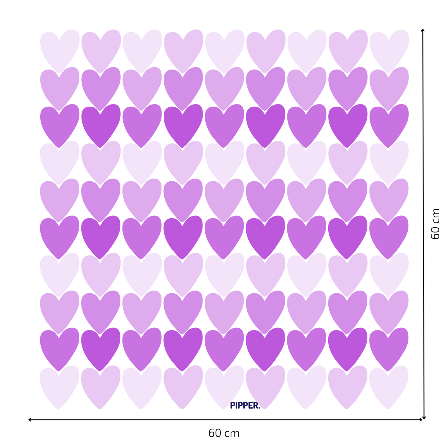 Textile Wall Sticker “Hearts” Soft purple
