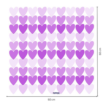 Textile Wall Sticker “Hearts” Soft purple