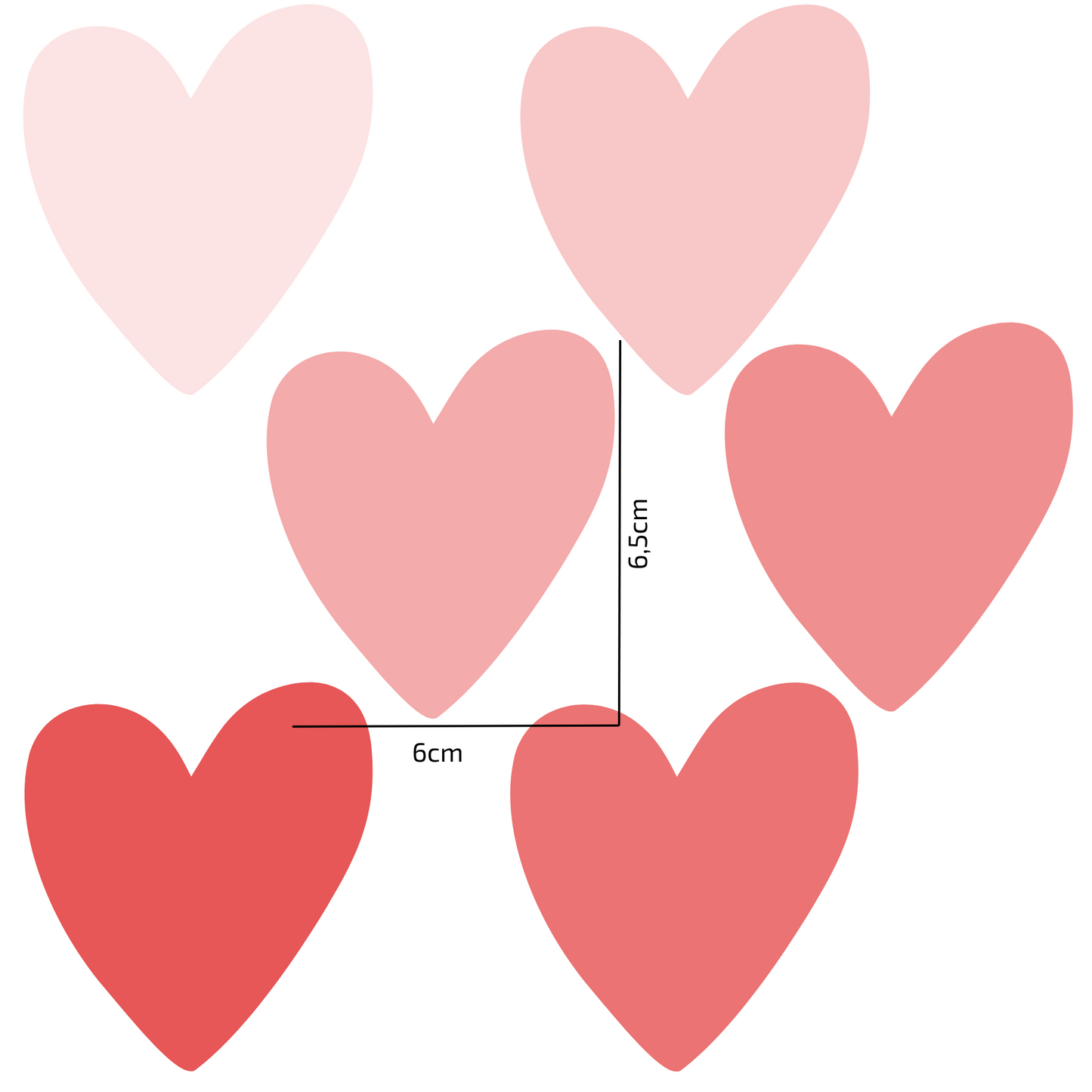 Textile Wall Sticker “Hearts” Soft red