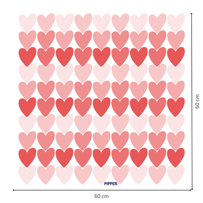 Textile Wall Sticker “Hearts” Soft red