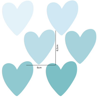 Textile Wall Sticker “Hearts” Soft turquoise colors