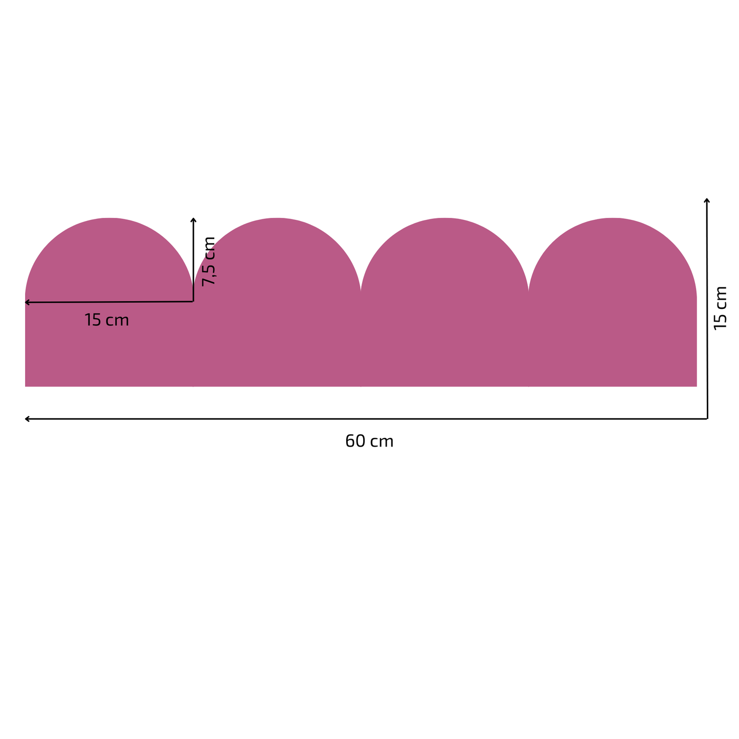 Textile Wall Sticker – Scalloped Arch Border - Candy Pink