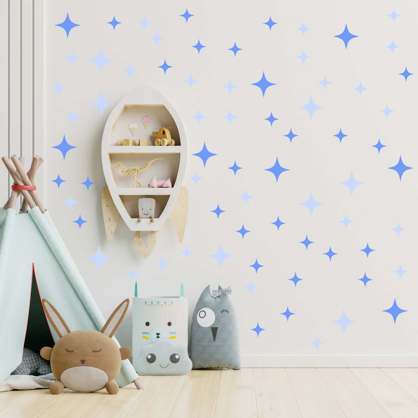 Textile Wall Sticker “Stars” Light blue colors