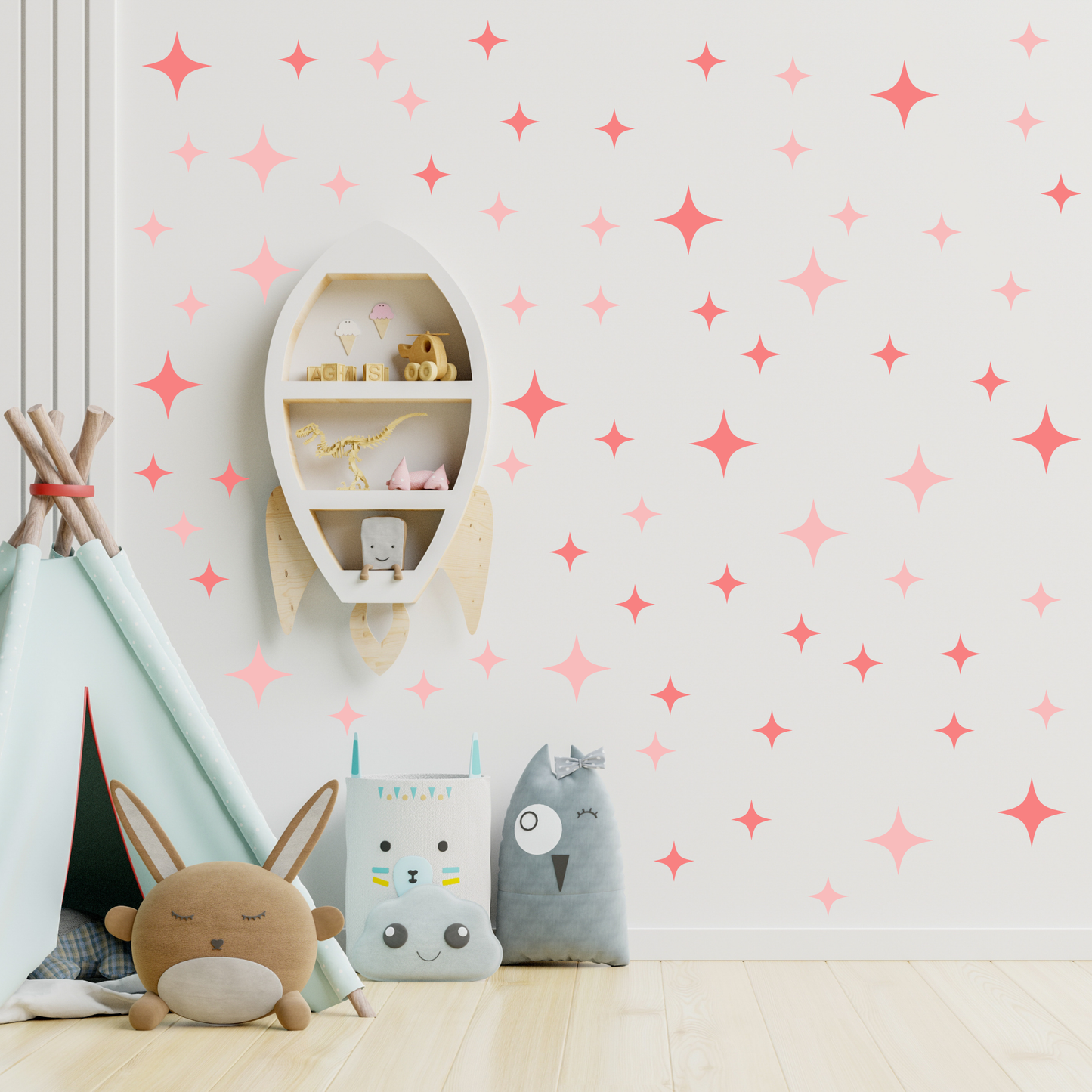 Textile Wall Sticker “Stars” Pink colors