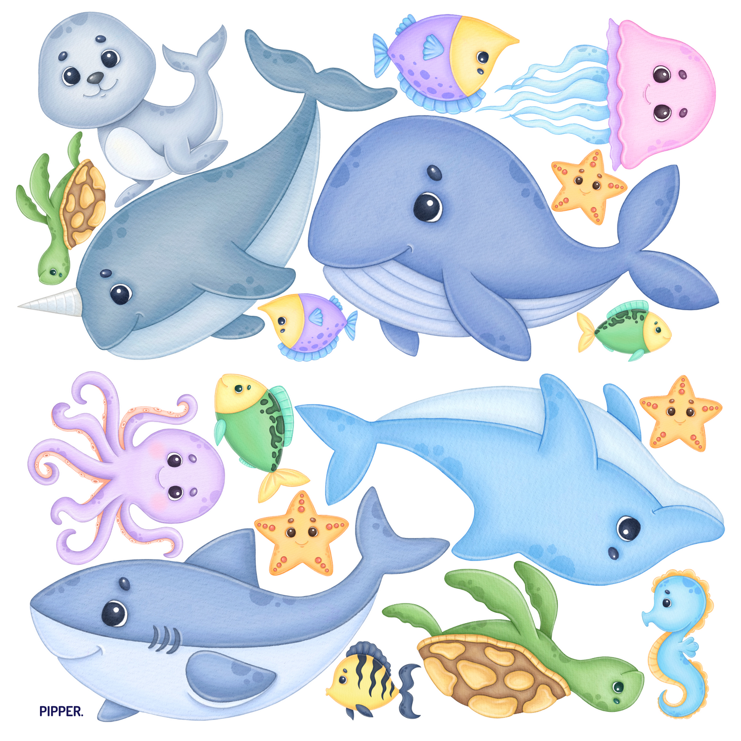 Textile Wall Sticker XXL “Baby Sea World”