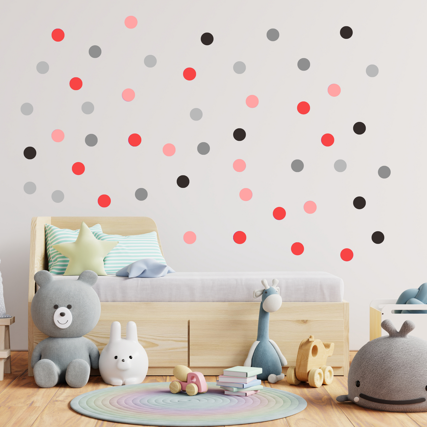 Textile Wall sticker "Colorful dots" Red colors