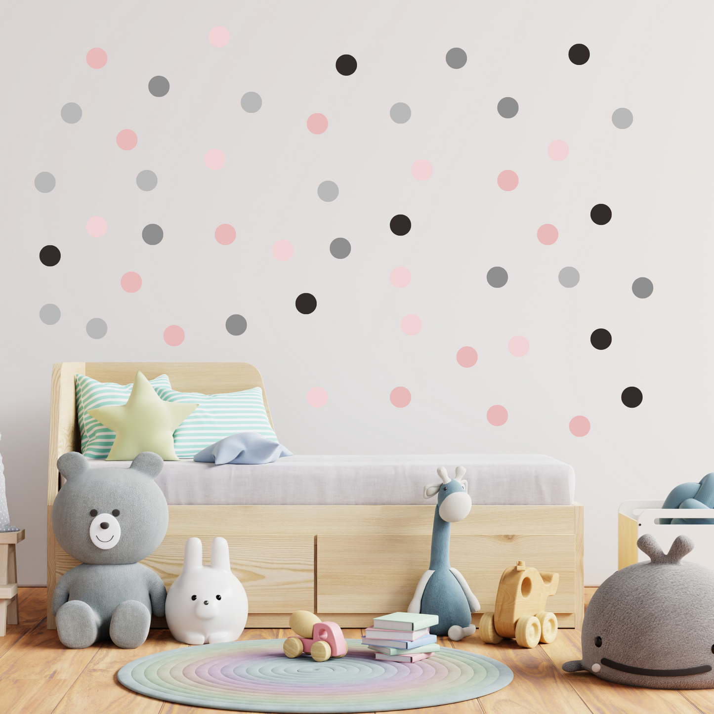 Textile Wall sticker "Colorful dots" Soft pink colors
