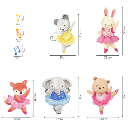 Textile Wall Sticker “Ballerinas - Animals”
