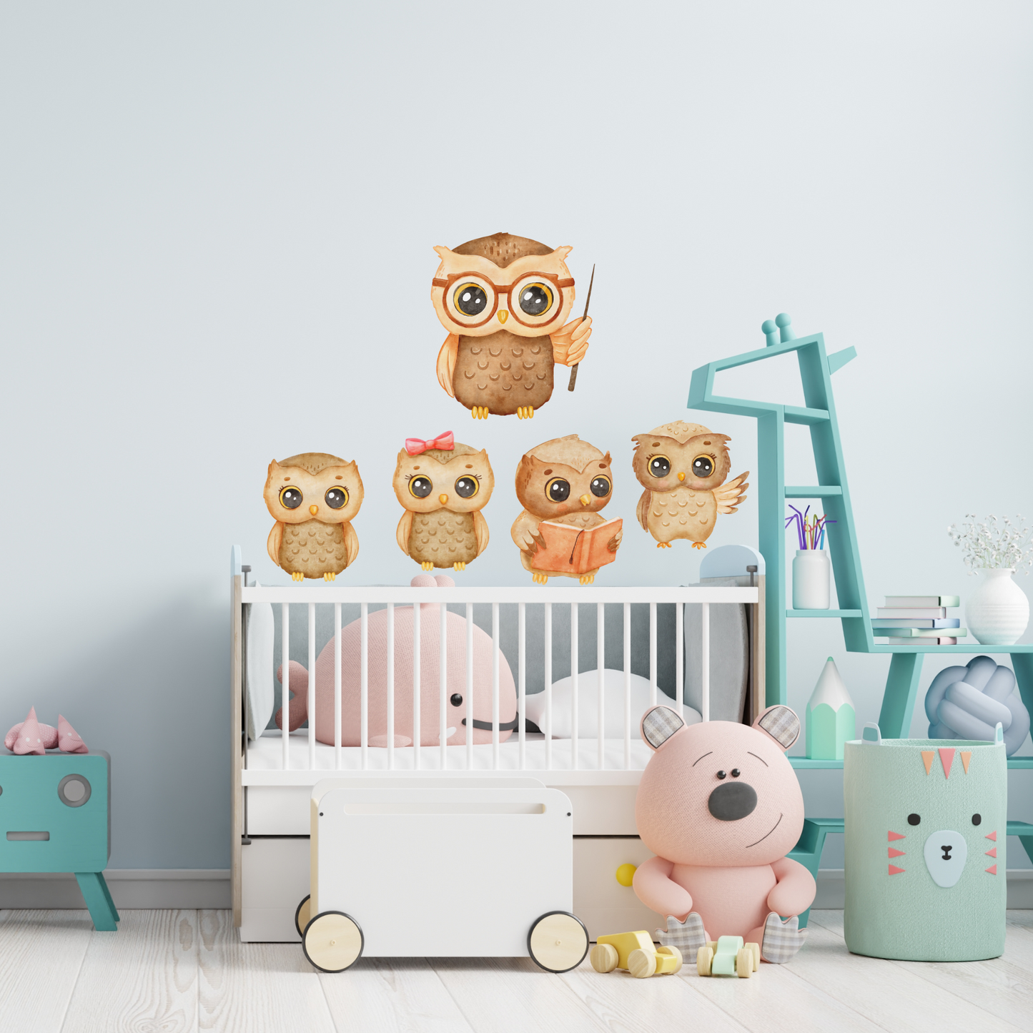 Textile Wall Sticker “Owls at School”