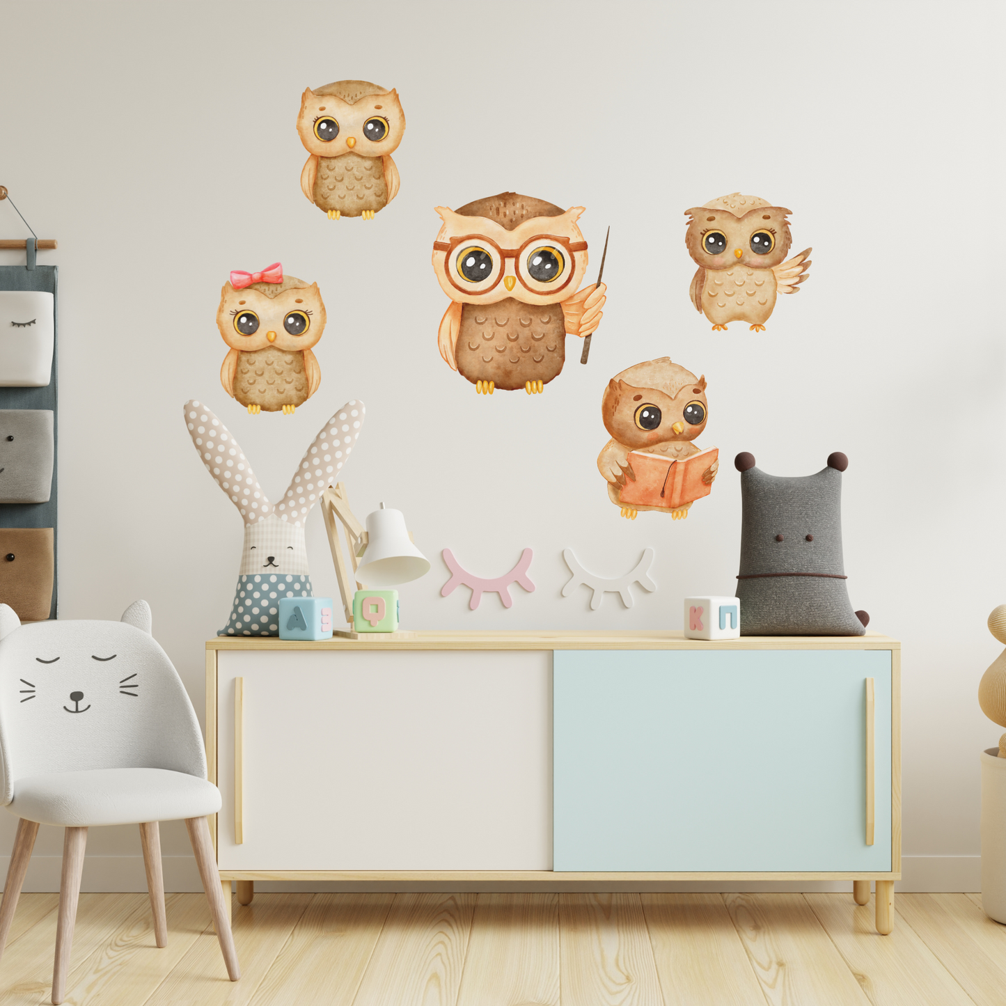 Textile Wall Sticker “Owls at School”